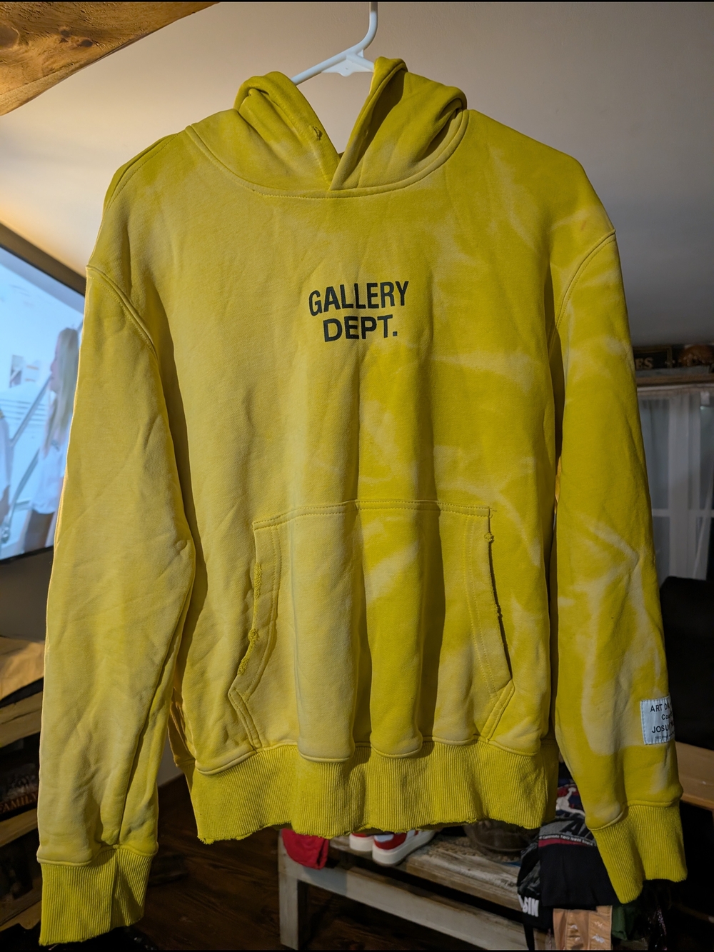 Gallery Dept Men’s Yellow Tie-Dye Hoodie Sweatshirt Josue Thomas